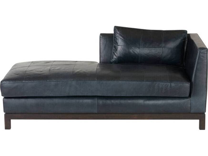 Arteriors Home Ink Grey Ash Black Leather Edmond Chaise