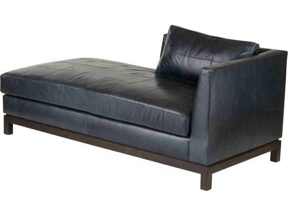 Arteriors Home Ink Grey Ash Black Leather Edmond Chaise