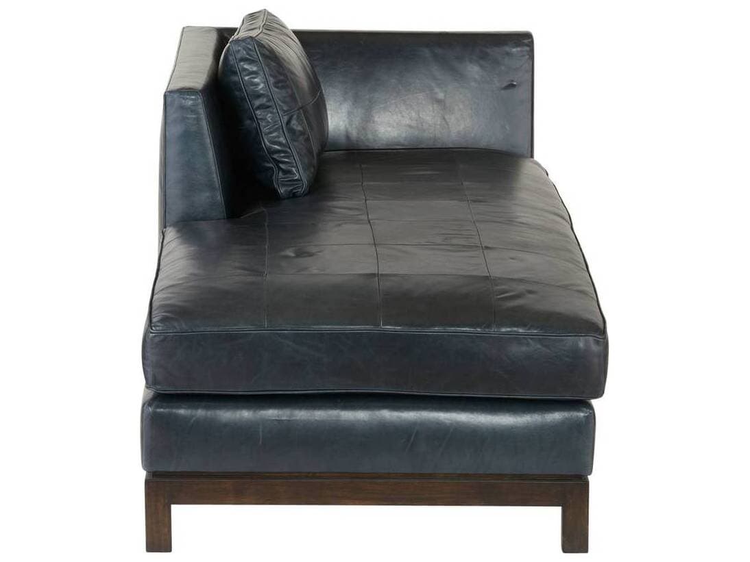 Arteriors Home Ink Grey Ash Black Leather Edmond Chaise