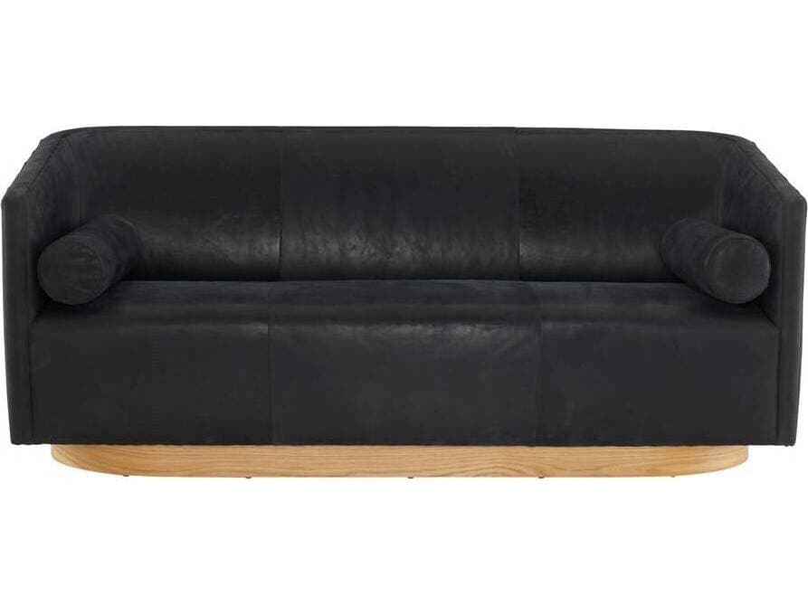 Arteriors Home Huxley Noir White Oyster Black Leather Sofa