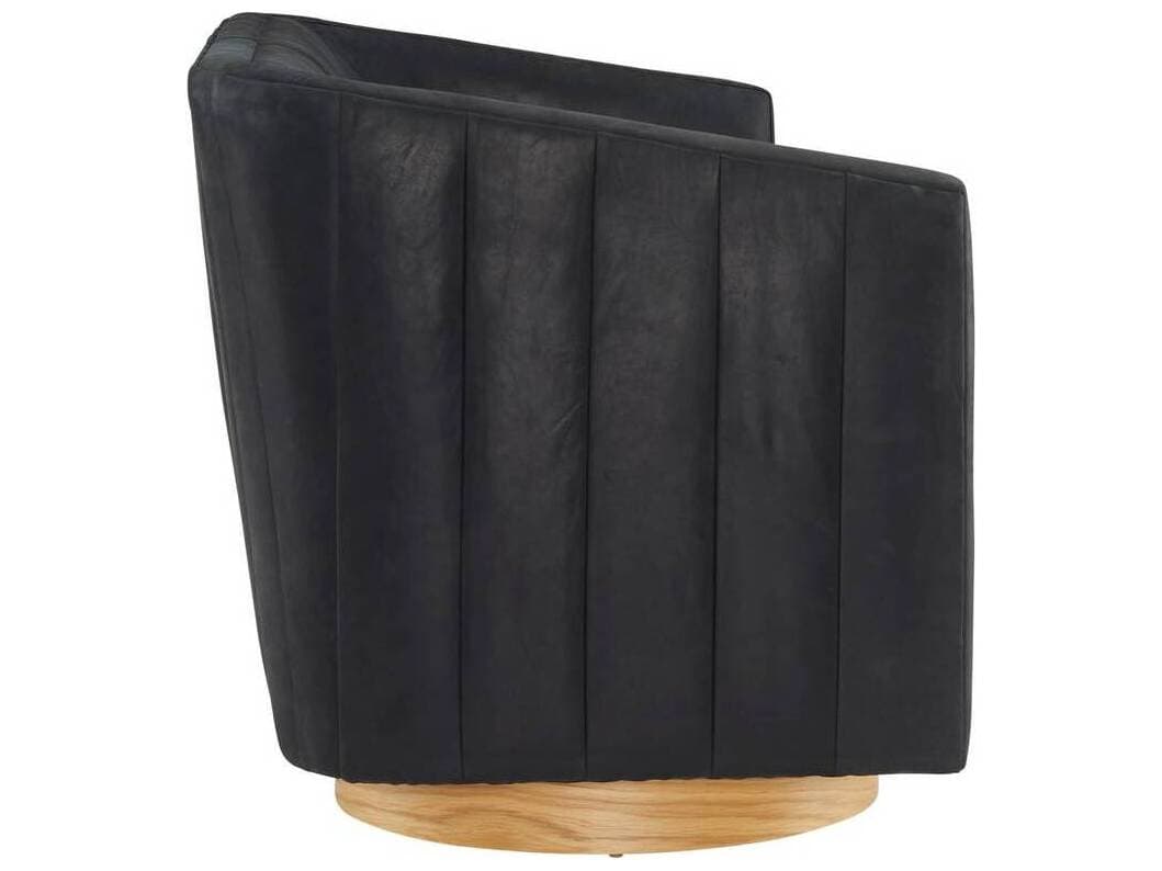 Arteriors Home Huxley Noir White Oyster Black Leather Sofa