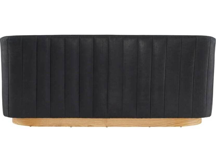 Arteriors Home Huxley Noir White Oyster Black Leather Sofa