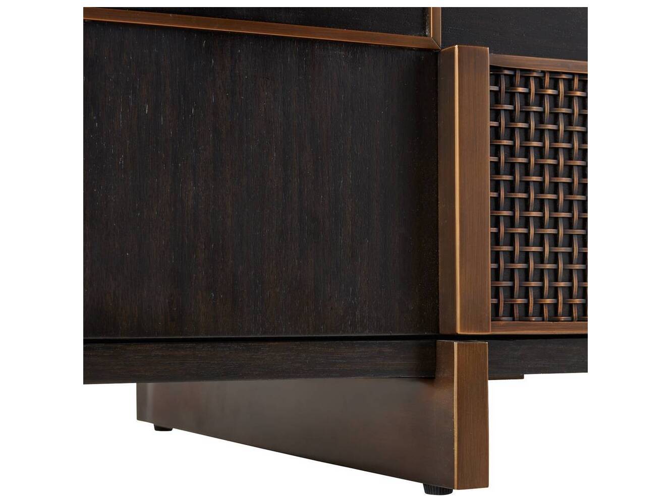 Arteriors Home 74" Walnut Wood Ebony Antique Brass Demi Sideboard