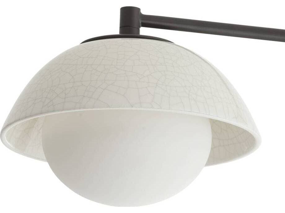 Arteriors Home Glaze 4-Light Ivory Stained Crackle Blackened Steel White Dome Globe Semi Flush Mount