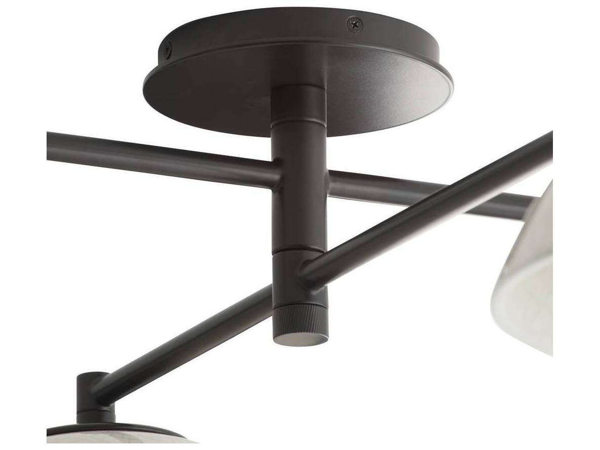 Arteriors Home Glaze 4-Light Ivory Stained Crackle Blackened Steel White Dome Globe Semi Flush Mount