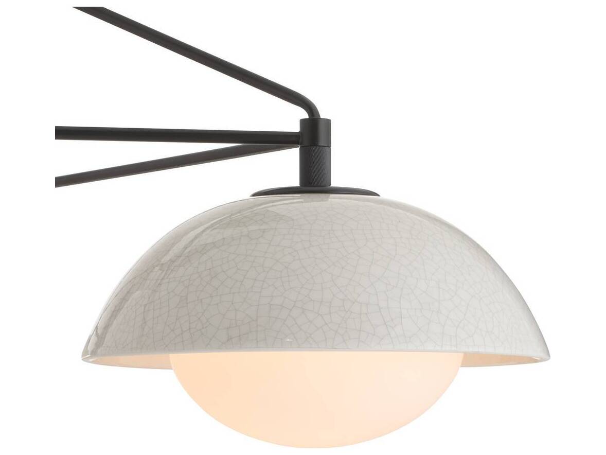 Arteriors Home Glaze 3-Light Ivory Stained Crackle Blackened Steel White Dome Globe Pendant