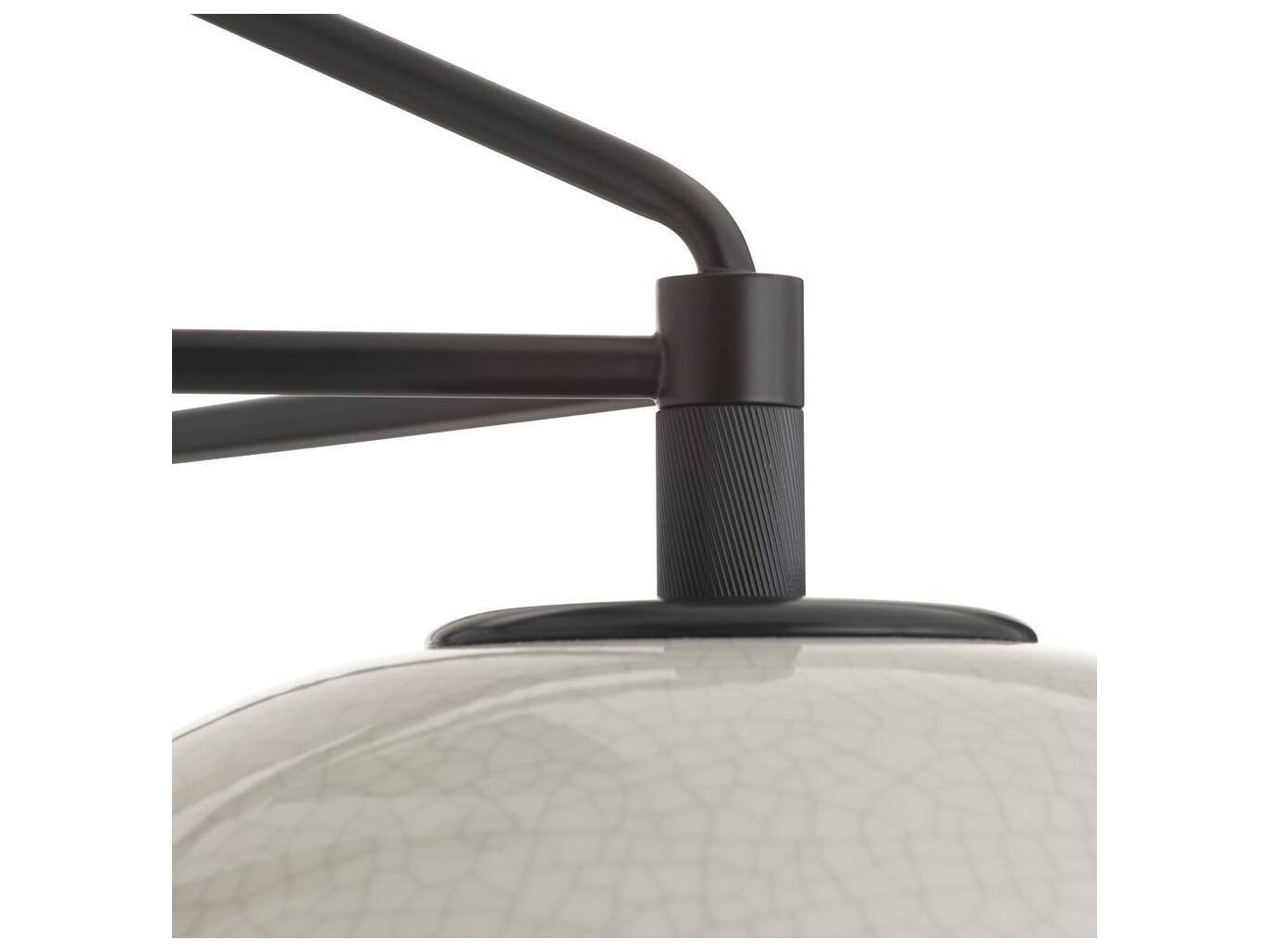 Arteriors Home Glaze 3-Light Ivory Stained Crackle Blackened Steel White Dome Globe Pendant