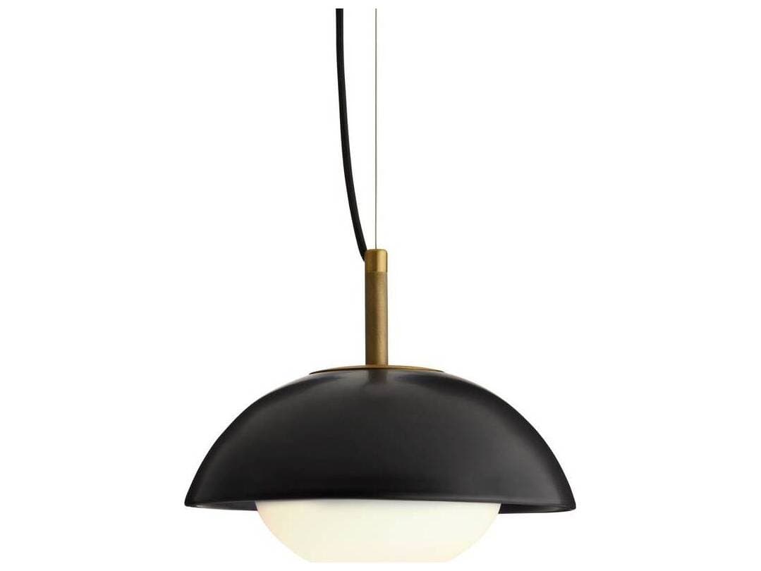 Arteriors Home Glaze 1-Light Matte Black Antique Brass Dome Mini Pendant