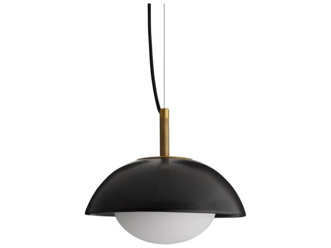 Arteriors Home Glaze 1-Light Matte Black Antique Brass Dome Mini Pendant