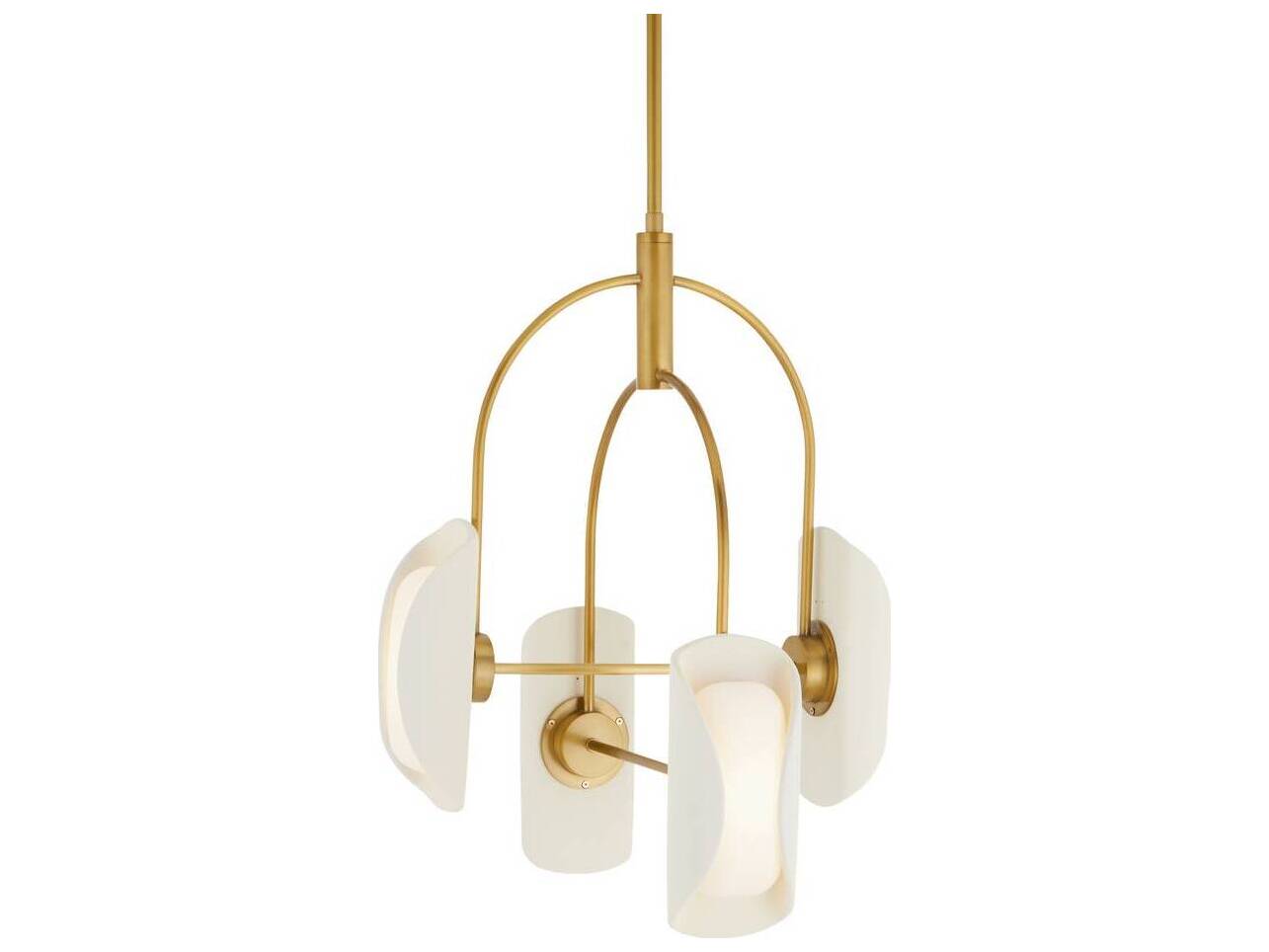Arteriors Home Roll 4-Light Antique Brass Ivory White Cylinder Chandelier