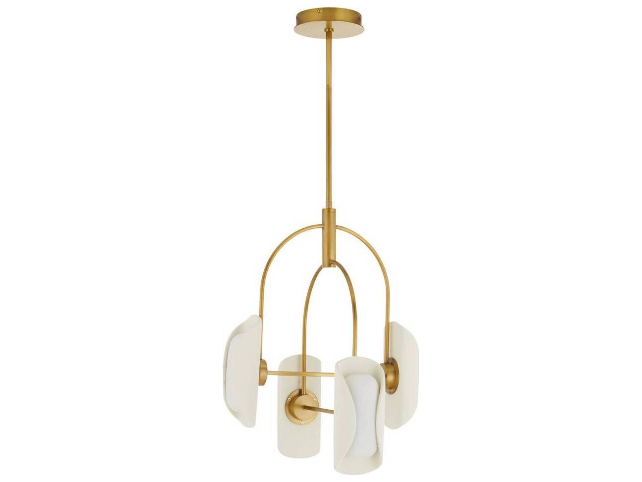Arteriors Home Roll 4-Light Antique Brass Ivory White Cylinder Chandelier