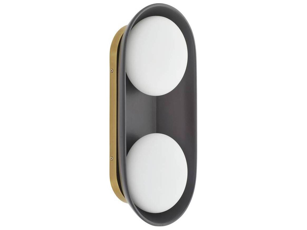 Arteriors Home Glaze 2-Light Matte Black Antique Brass Wall Sconce