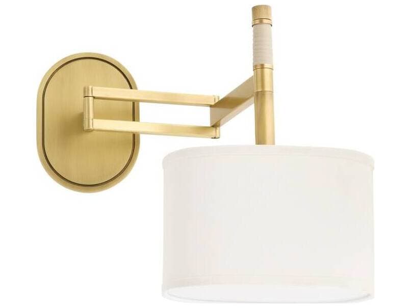 Arteriors Home Stitch 1-Light Antique Brass Cream Swing Wall Sconce