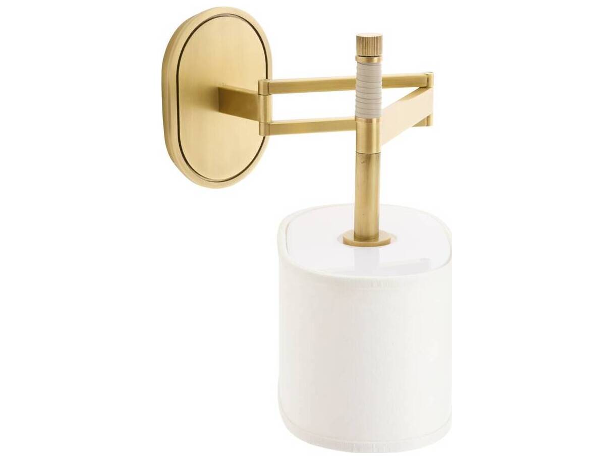 Arteriors Home Stitch 1-Light Antique Brass Cream Swing Wall Sconce