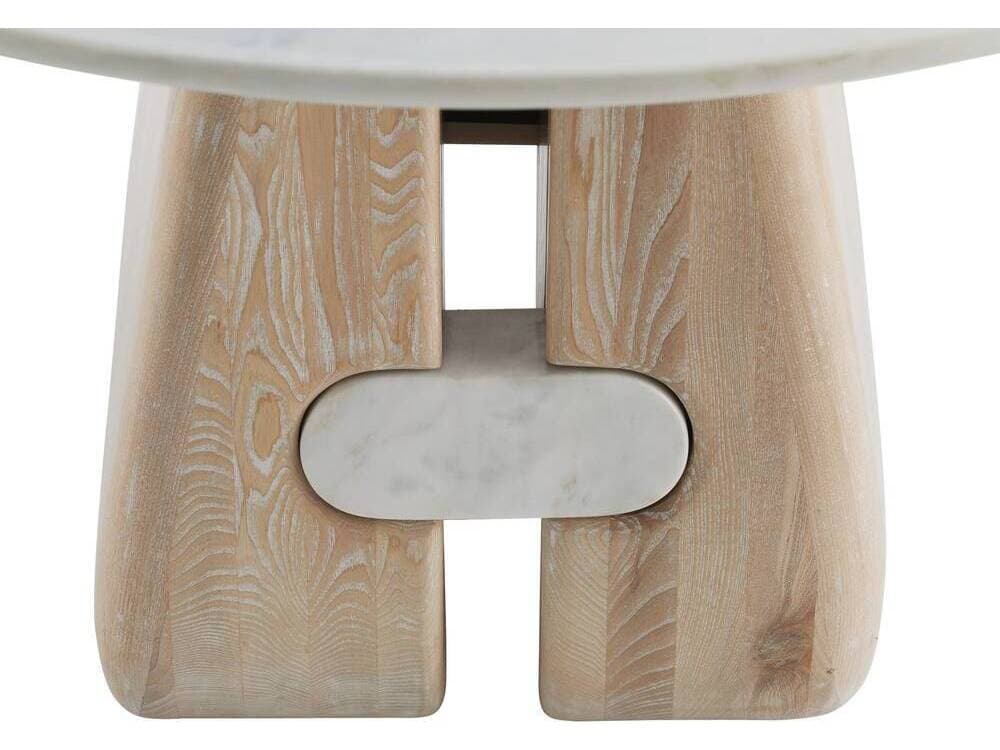 Arteriors Home Melt Round Marble White Cerused Natural Dining Table