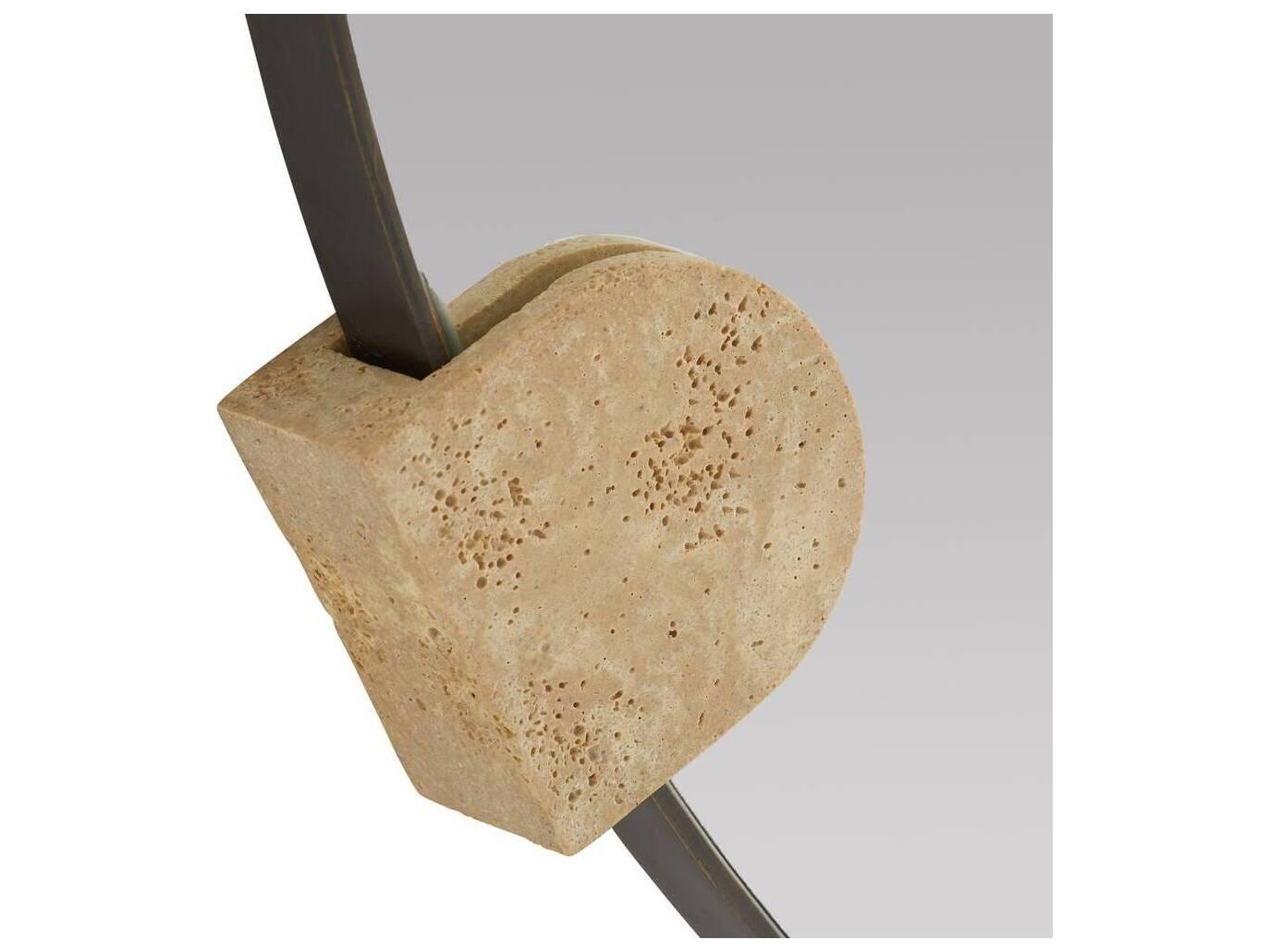 Arteriors Home Bronze Faux Travertine Wall Mirror Round