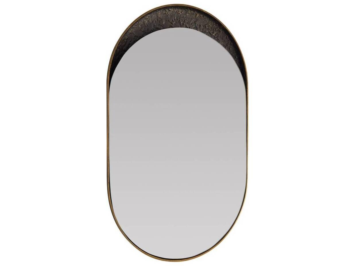 Arteriors Home Inset Antique Brass Bronze Wall Mirror Oval