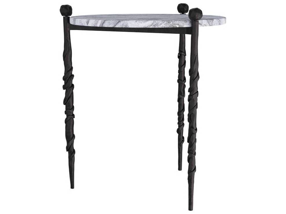 Arteriors Home Round Marble Galaxy Blackened Blackthorn End Table