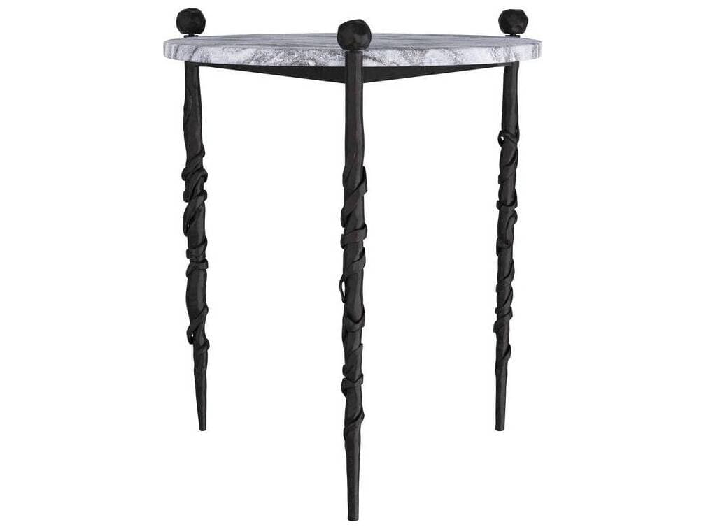 Arteriors Home Round Marble Galaxy Blackened Blackthorn End Table
