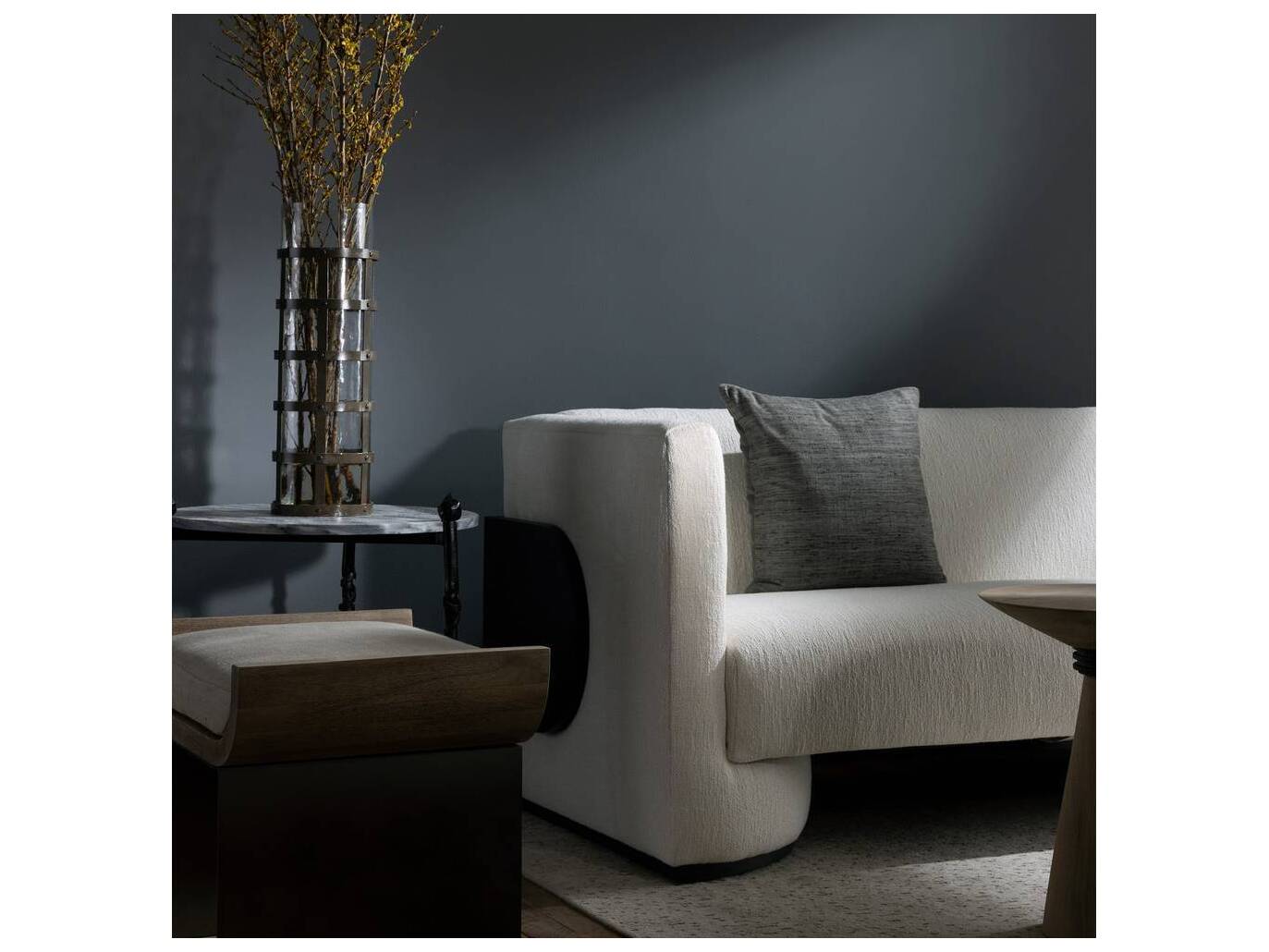 Arteriors Home Round Marble Galaxy Blackened Blackthorn End Table