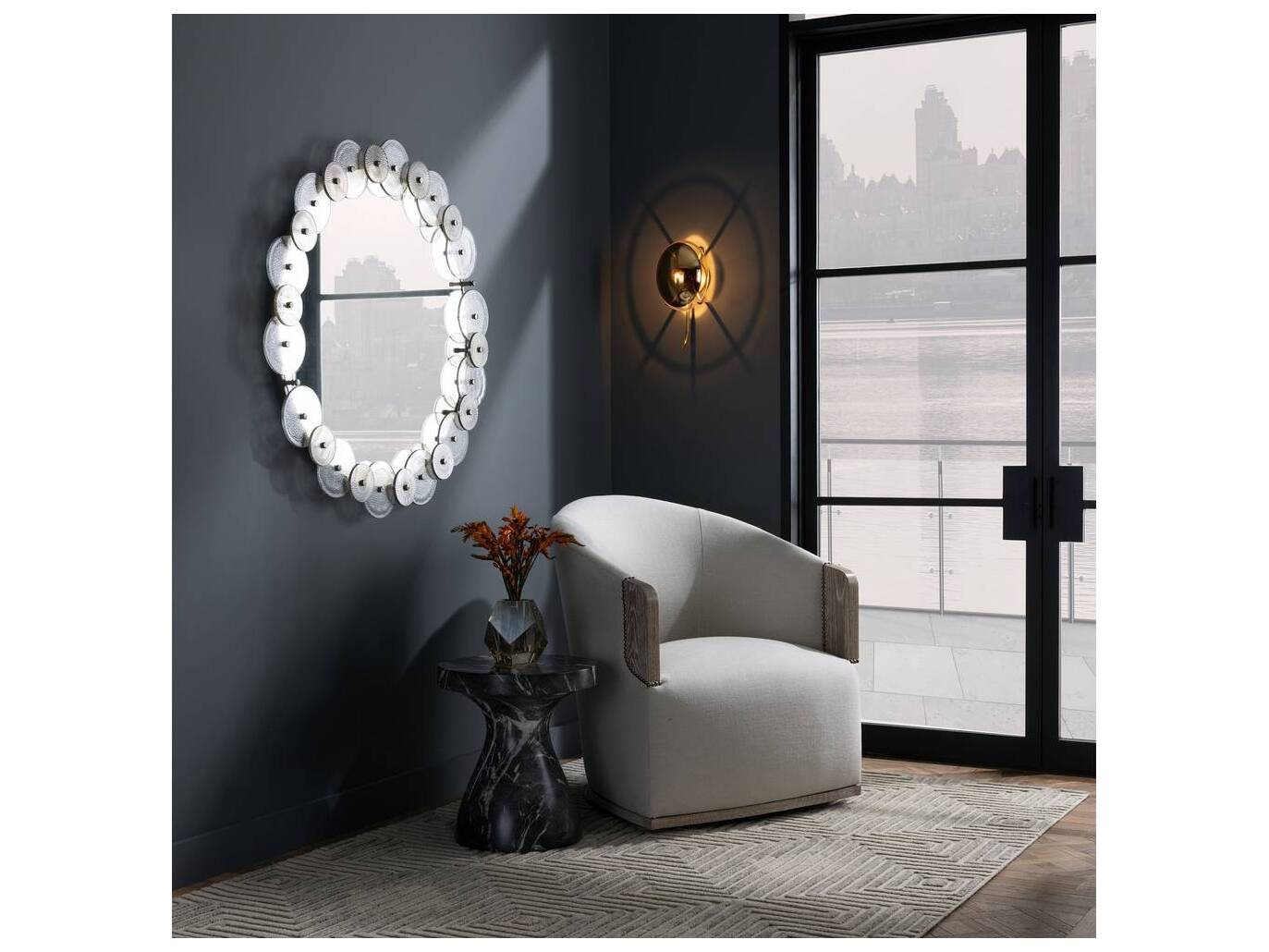 Arteriors Home Swivel White Accent Chair Reveal