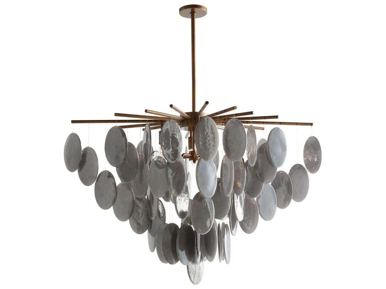 Arteriors Home Tiffany 8-Light Antique Brass Smoke Luster Gray Round Chandelier