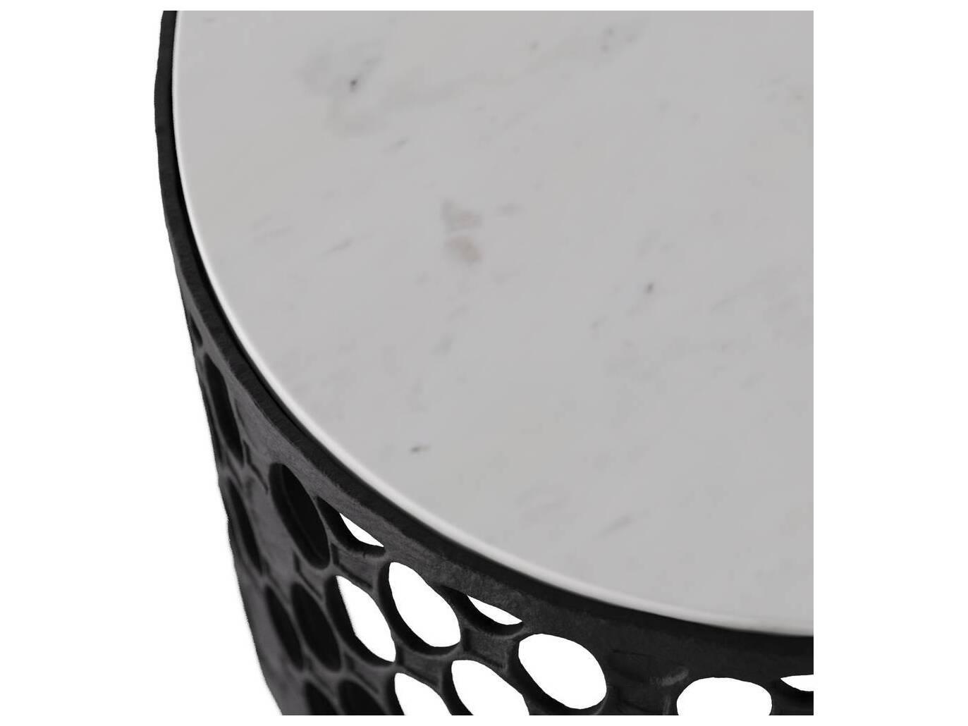 Arteriors Home Oval Marble White Blackened Iron Onze Coffee Table