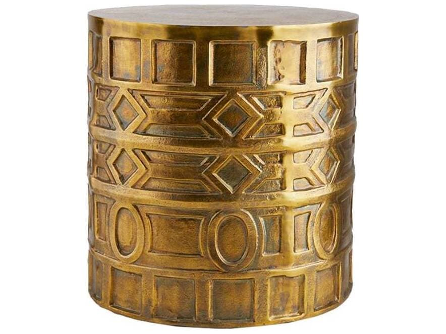 Arteriors Home Millenia Round Metal Antique Brass End Table