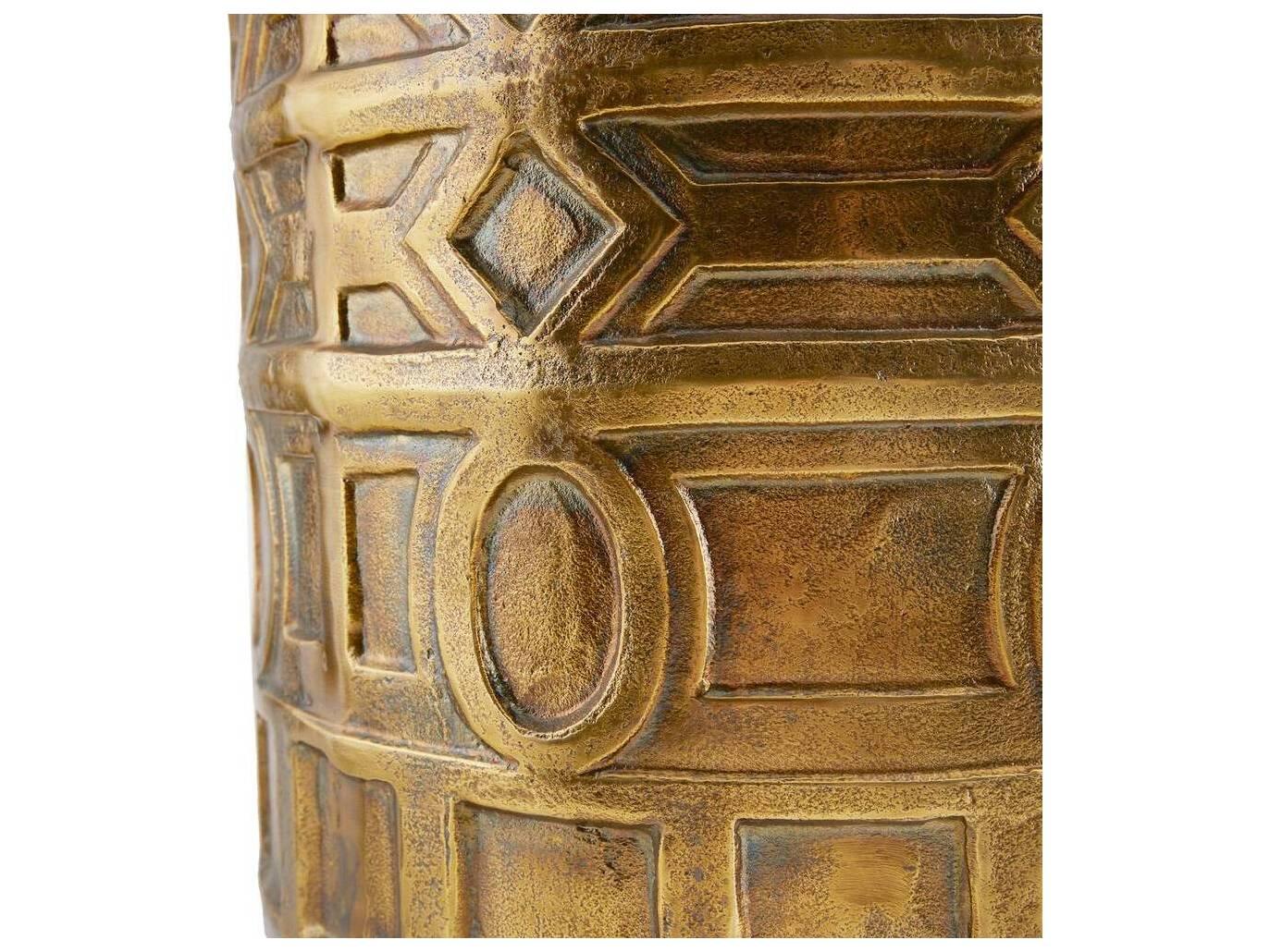 Arteriors Home Millenia Round Metal Antique Brass End Table