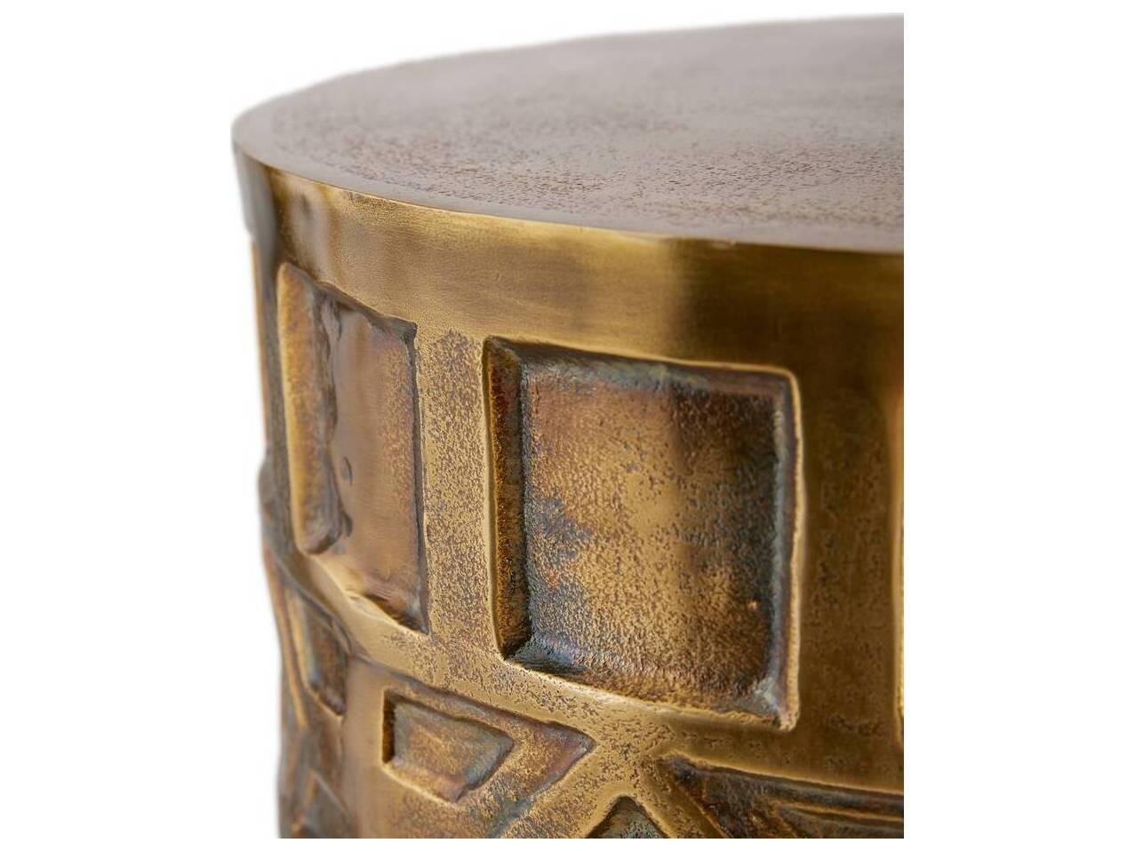 Arteriors Home Millenia Round Metal Antique Brass End Table