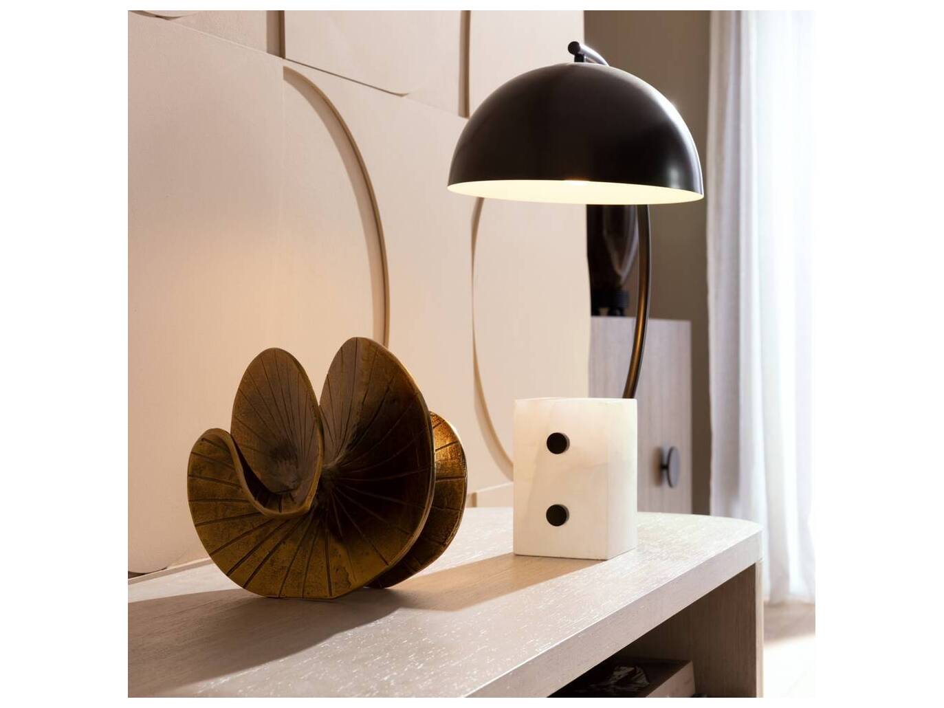 Arteriors Home Weslan English Bronze White Table Lamp