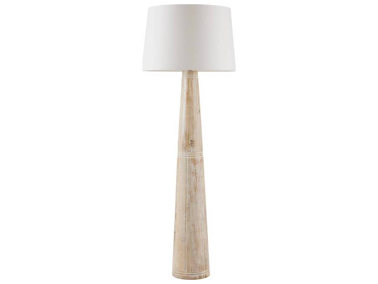 Arteriors Home Elmhurst Whitewashed Polished Nickel Wood Floor Lamp