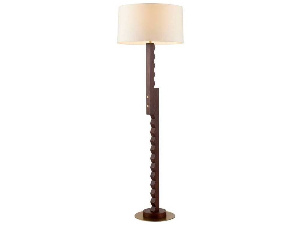 Arteriors Home Elvis Dark Walnut Antique Brass Brown Floor Lamp