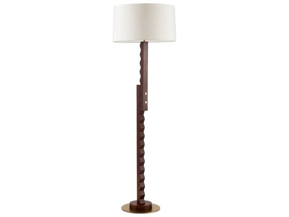 Arteriors Home Elvis Dark Walnut Antique Brass Brown Floor Lamp