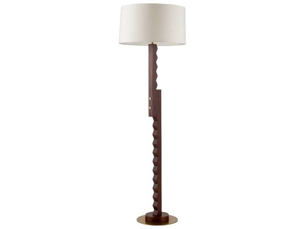 Arteriors Home Elvis Dark Walnut Antique Brass Brown Floor Lamp