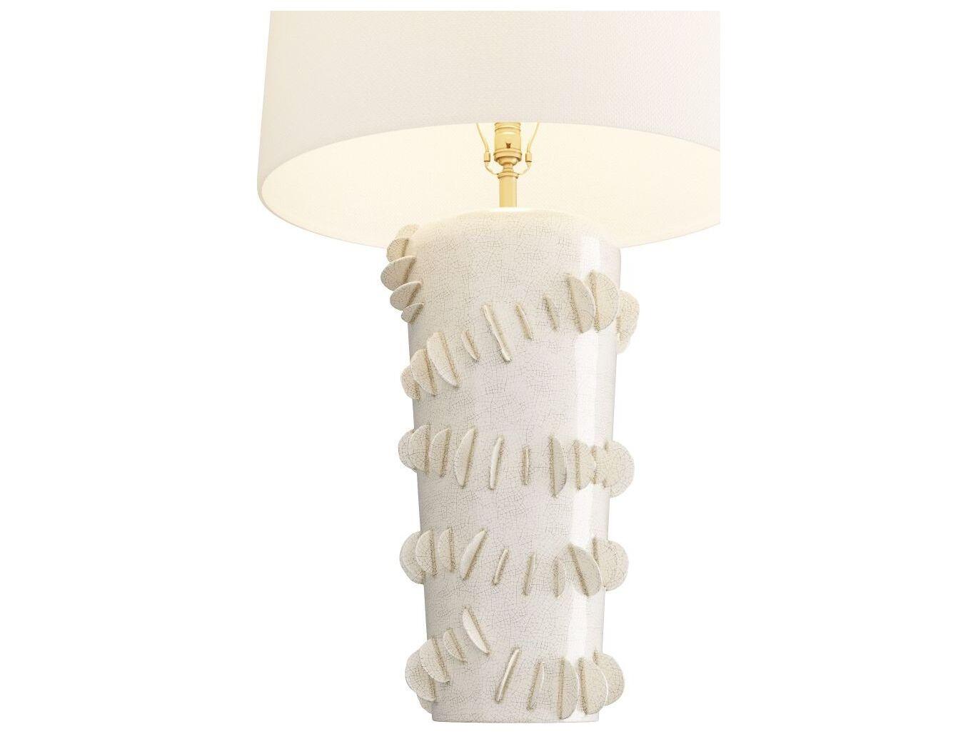 Arteriors Home Beatrix Ivory Crackle Antique Brass White Table Lamp