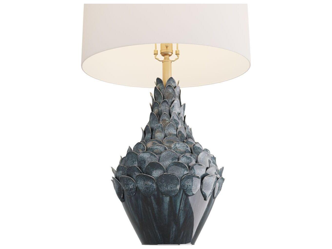Arteriors Home Aegon Ocean Reactive Antique Brass Blue Buffet Lamp