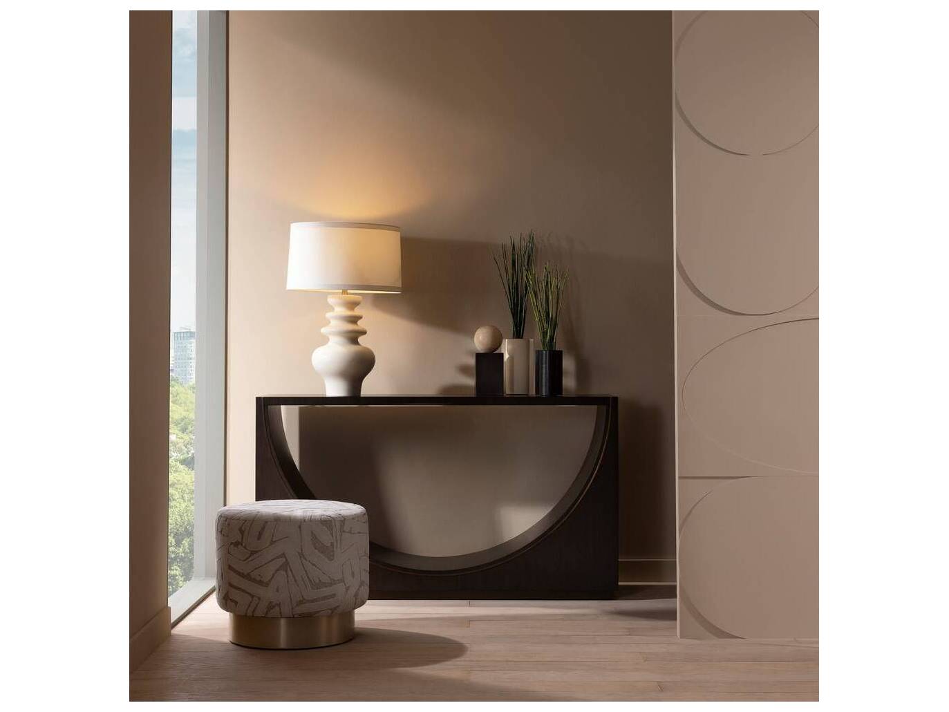 Arteriors Home Worland Matte Ivory Antique Brass White Buffet Lamp