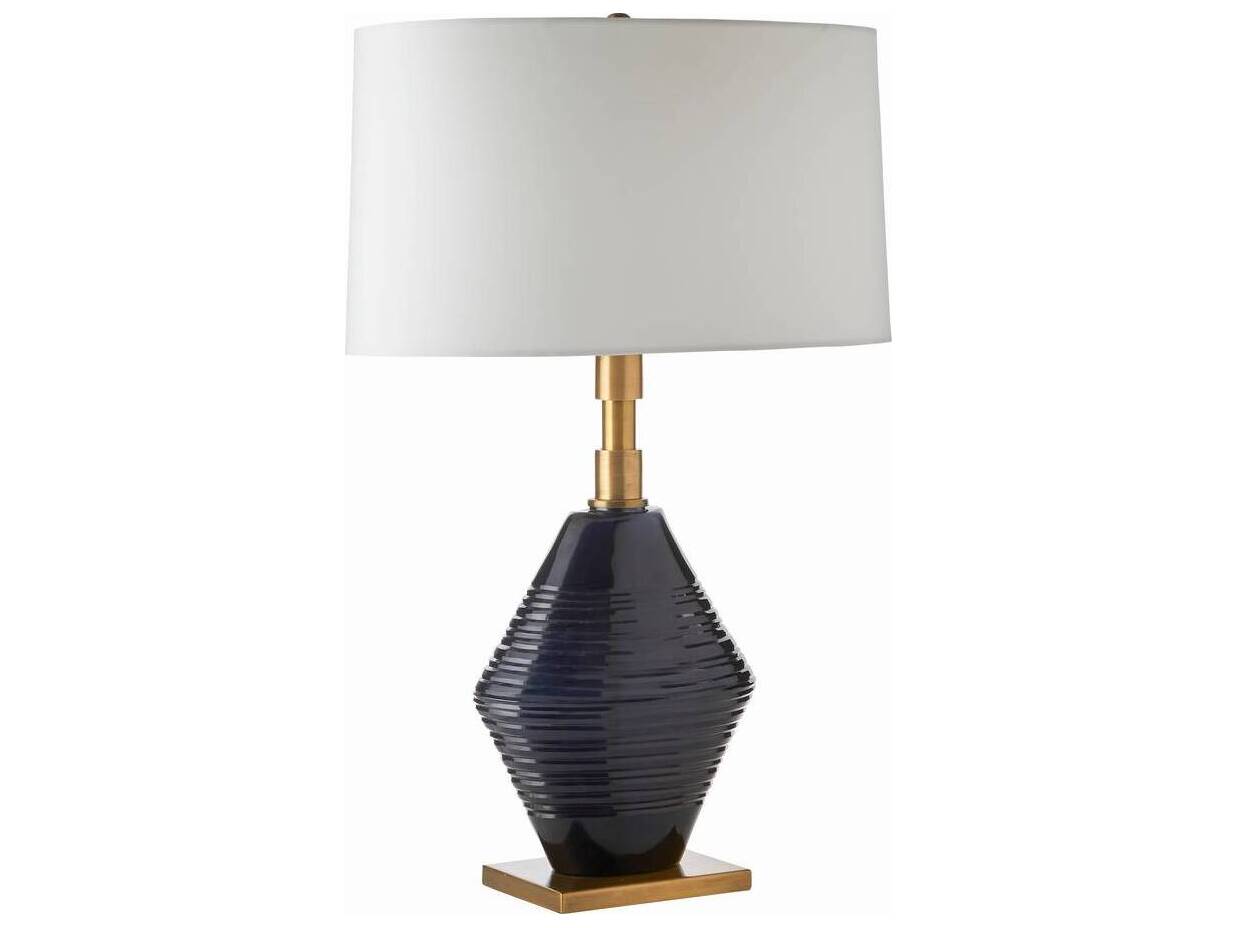 Arteriors Home Estrada Navy Optic Antique Brass Blue Buffet Lamp