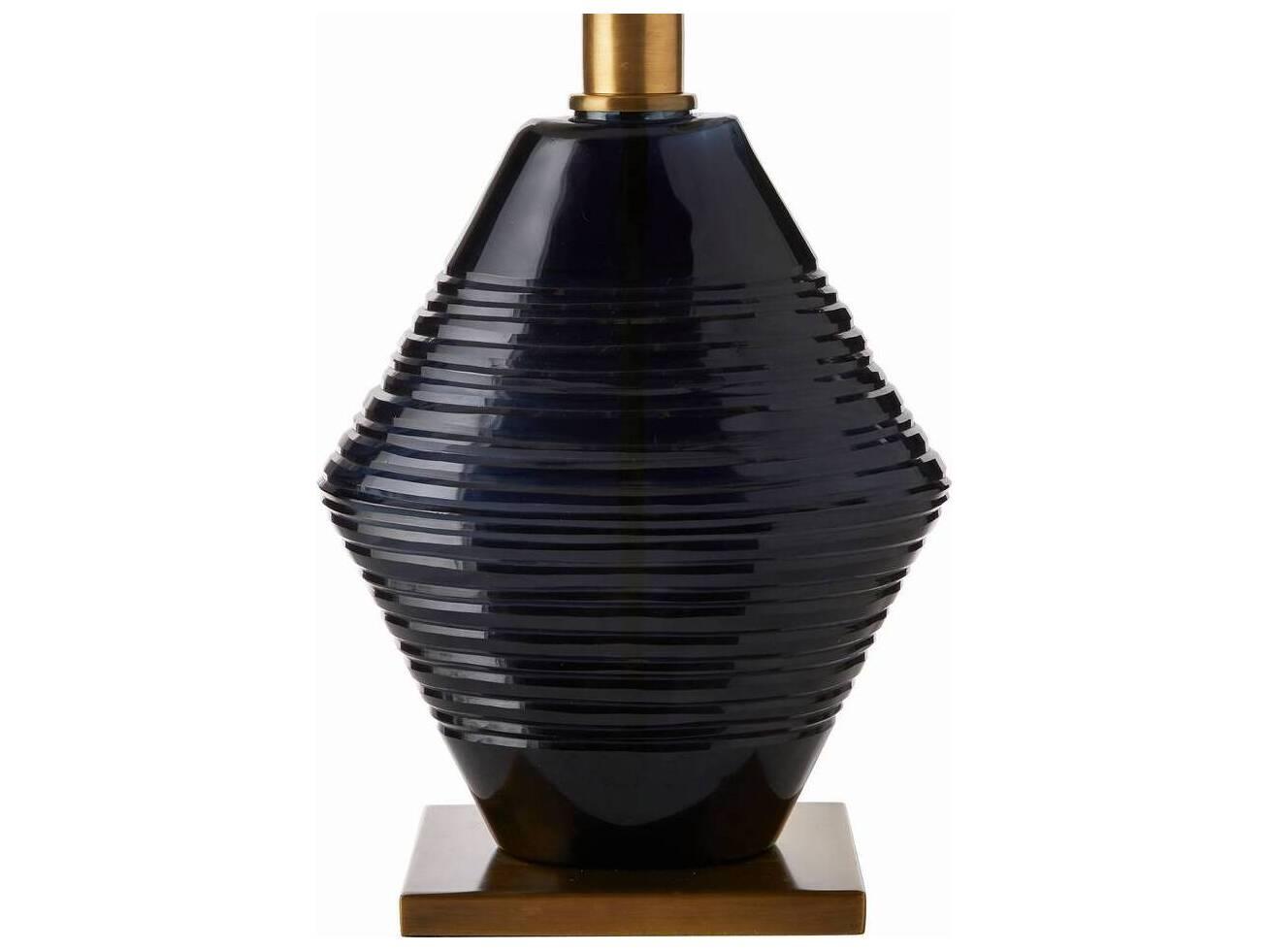 Arteriors Home Estrada Navy Optic Antique Brass Blue Buffet Lamp