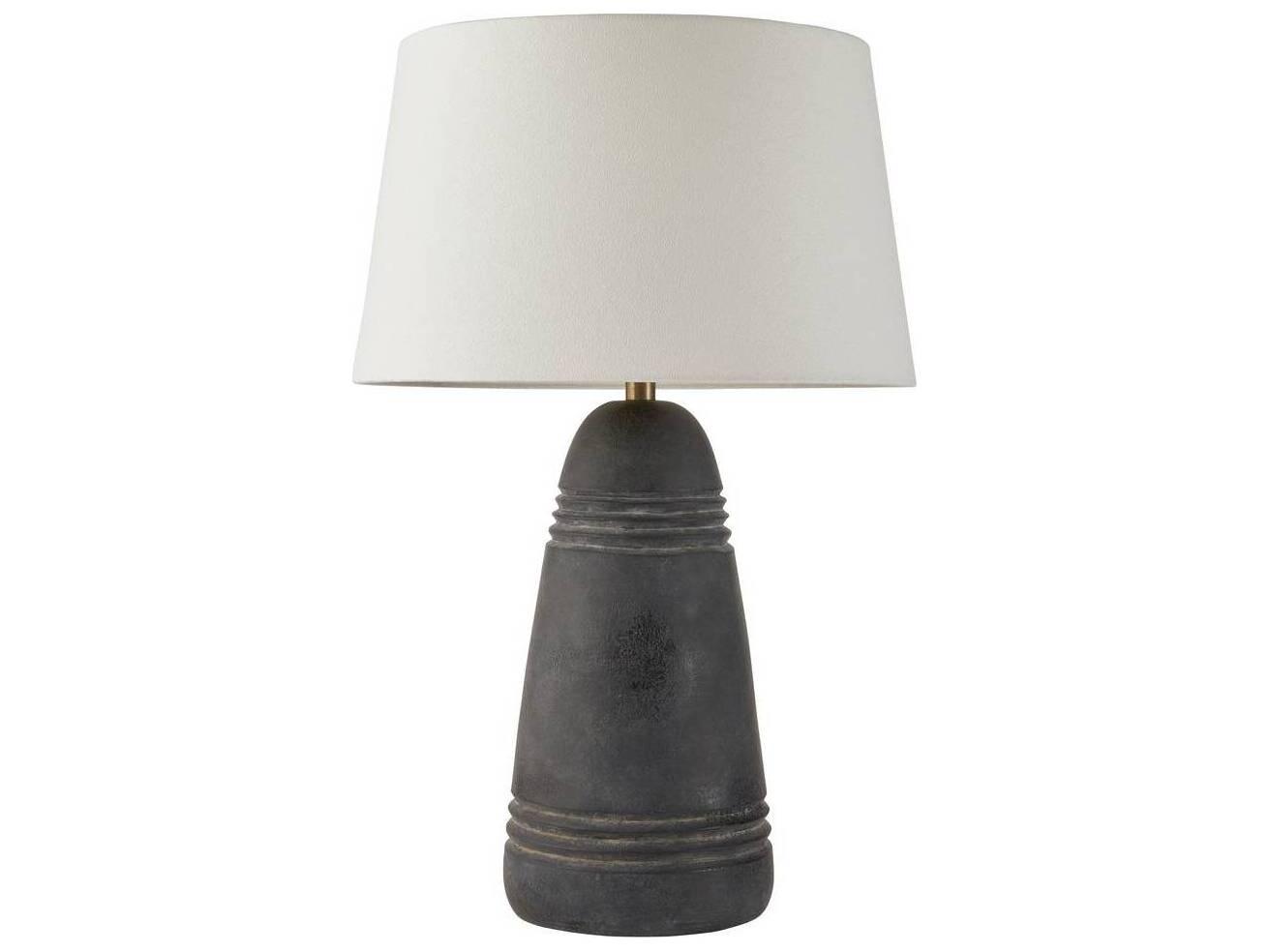 Arteriors Home Django Matte Charcoal Antique Brass White Buffet Lamp