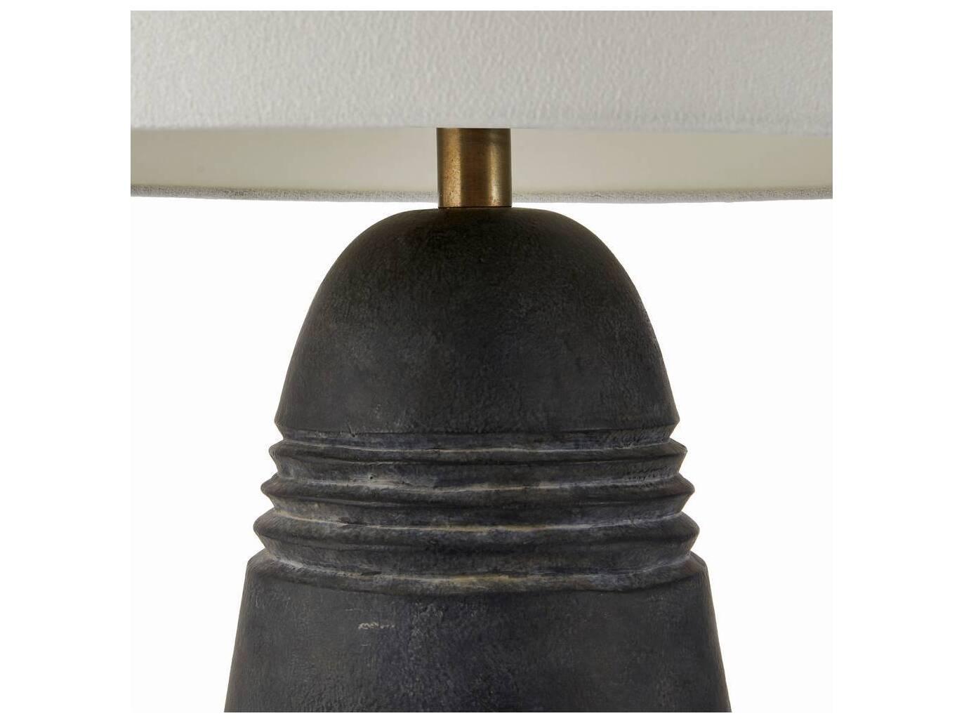 Arteriors Home Django Matte Charcoal Antique Brass White Buffet Lamp