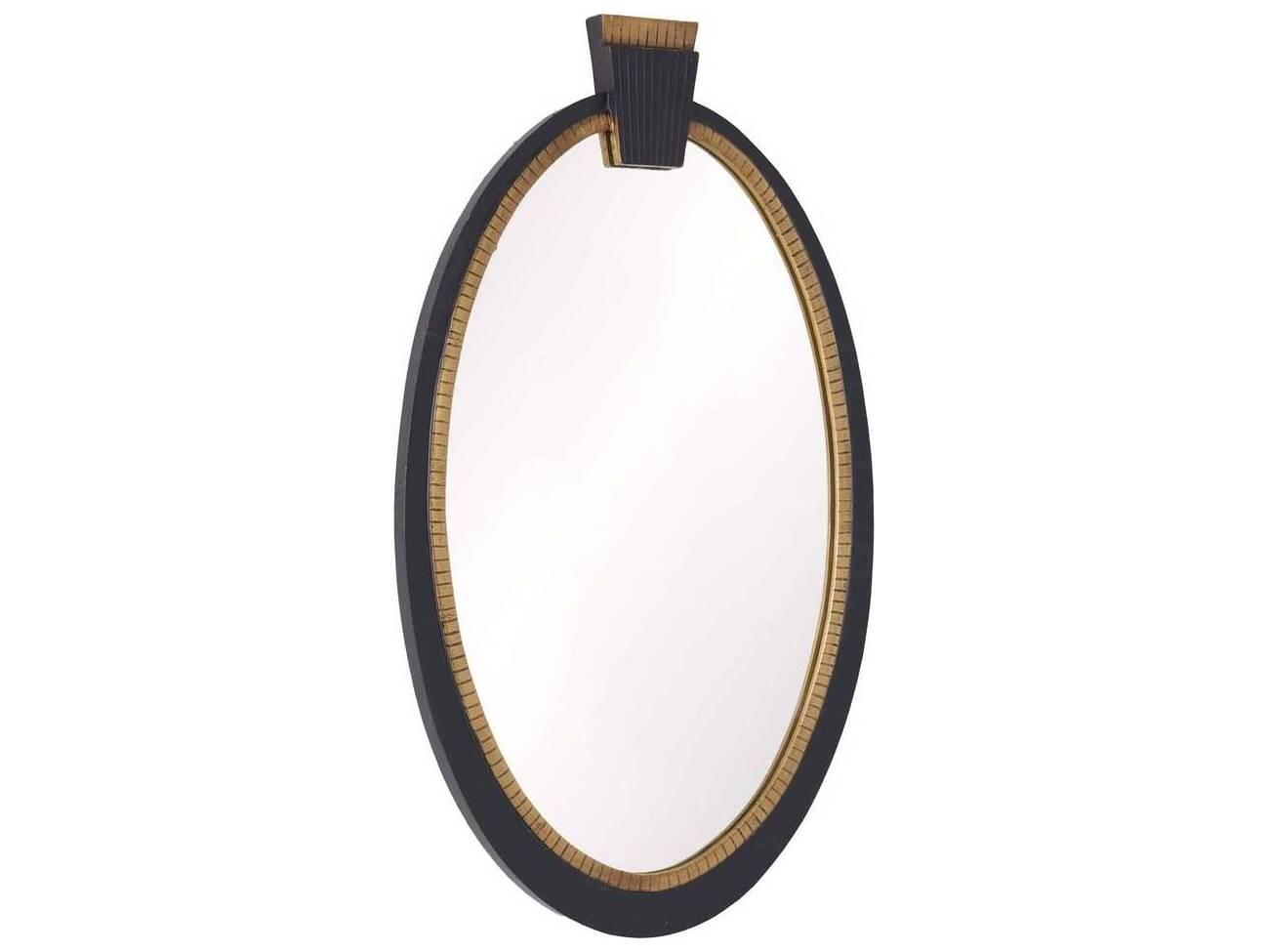 Arteriors Home Ebony Antique Brass Wall Mirror Oval