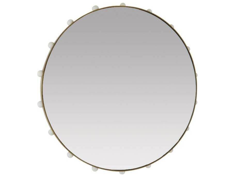 Arteriors Home Antique Brass White Wall Mirror Round