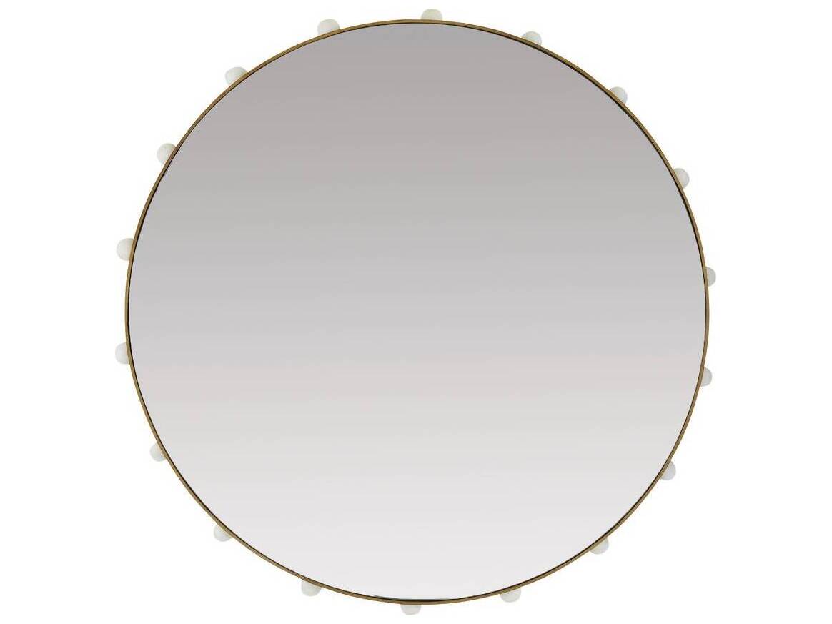 Arteriors Home Antique Brass White Wall Mirror Round