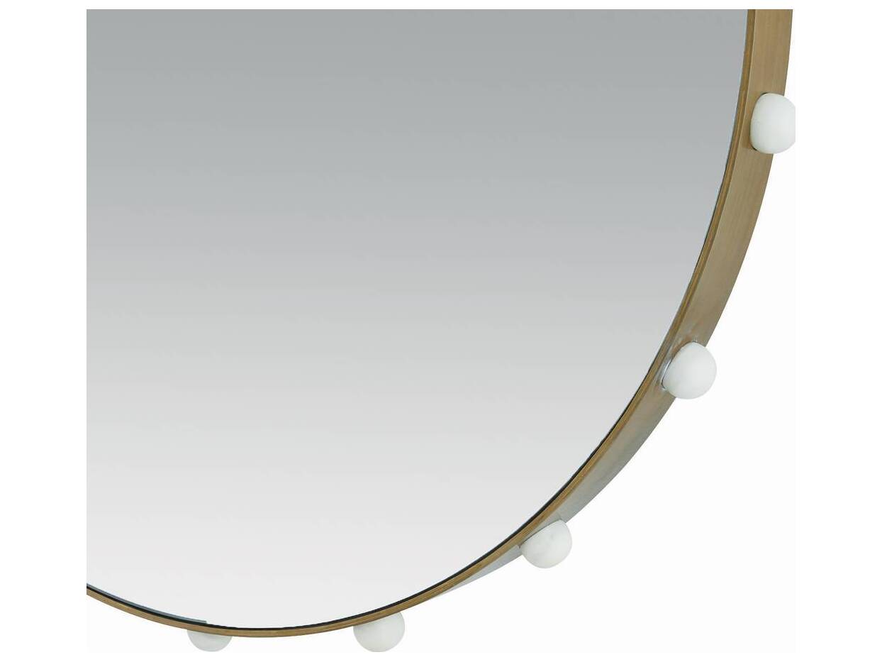 Arteriors Home Antique Brass White Wall Mirror Round