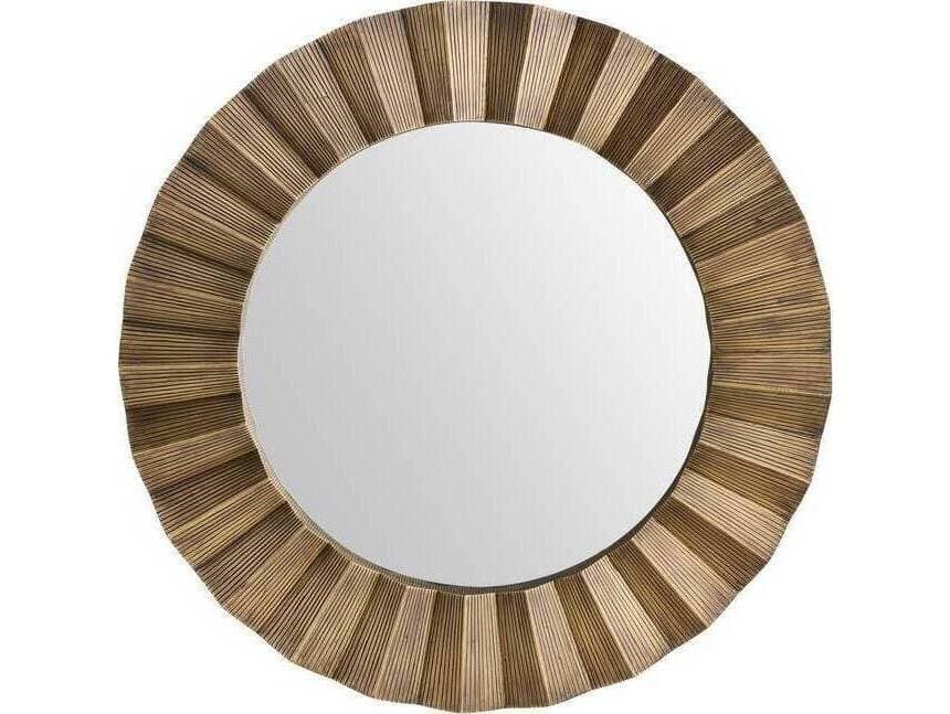 Arteriors Home Kelby Dark Antique Brass Plain Gold Round Wall Mirror