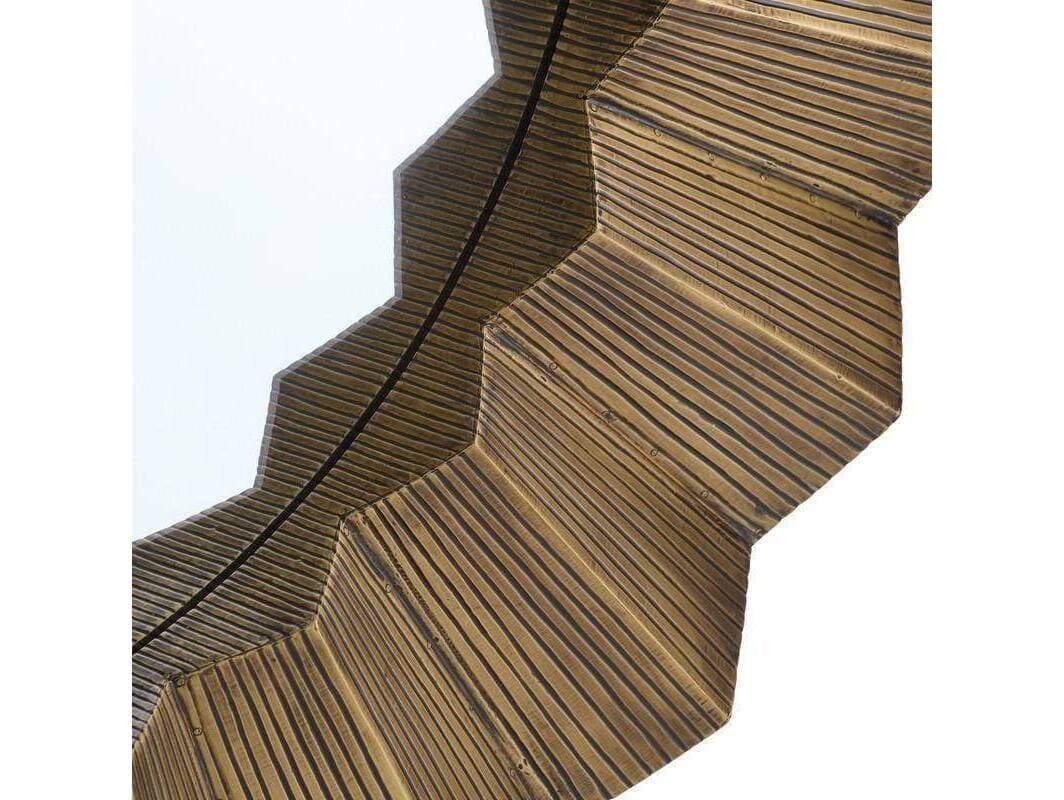 Arteriors Home Kelby Dark Antique Brass Plain Gold Round Wall Mirror