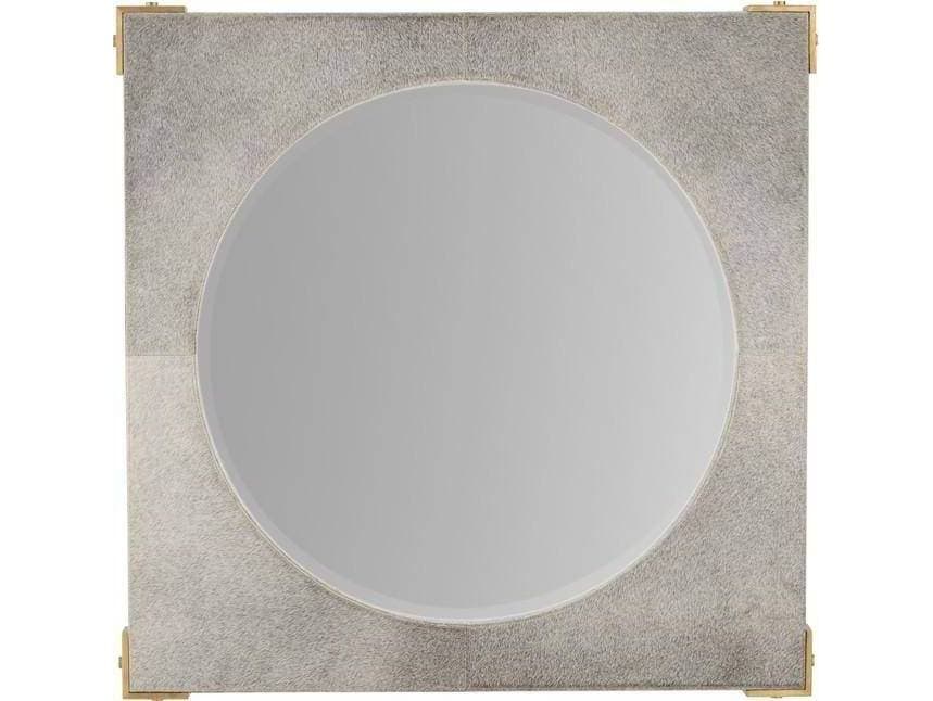 Arteriors Home Kristen Gray Antique Brass Plain Gold Round Wall Mirror