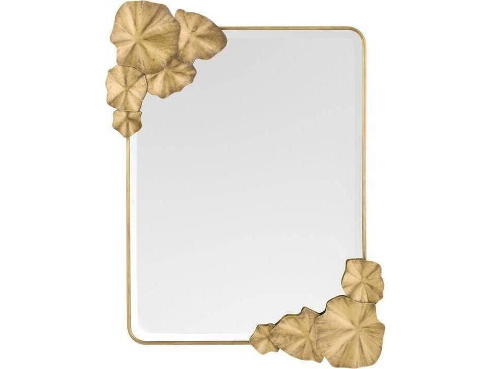 Arteriors Home Ismerie Antique Brass Plain Gold Rectangular Wall Mirror